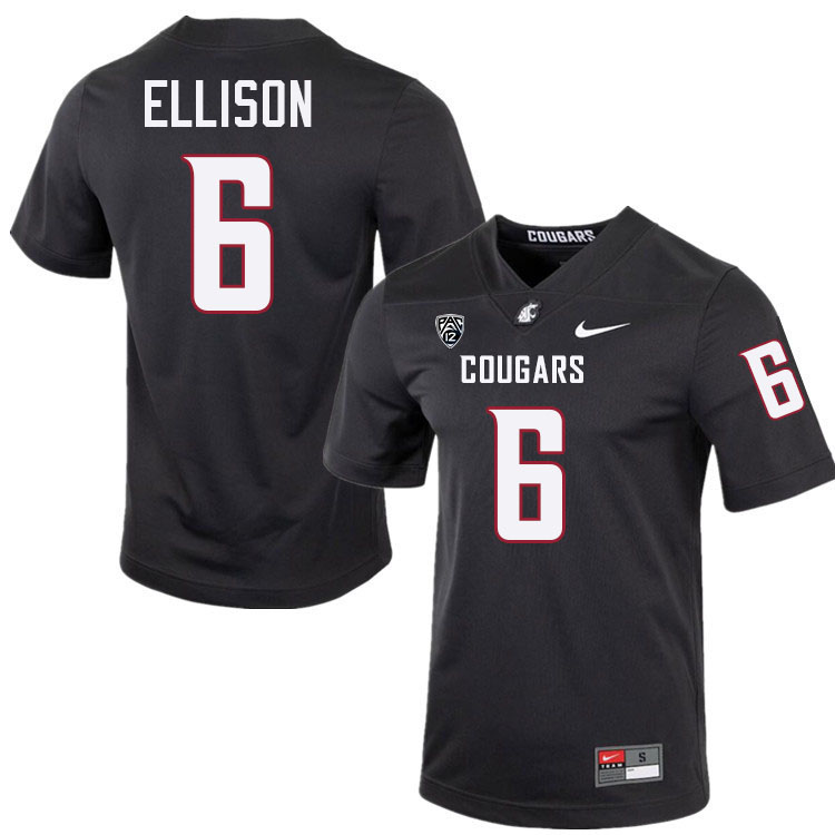 Devin Ellison WSU Cougars Jersey.Washington State Cougars #6 Devin Ellison Jersey Youth-Charcoal